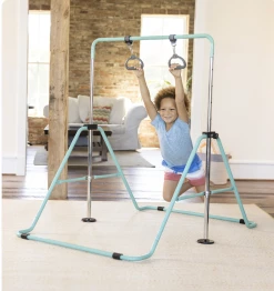 HEARTHSONG 2-in-1 Adjustable Bar And Ring Gymnastics Set