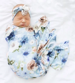 Posh Peanut Fall Infant Clothing Posh Peanut Frostine Infant Swaddle & Headwrap Set