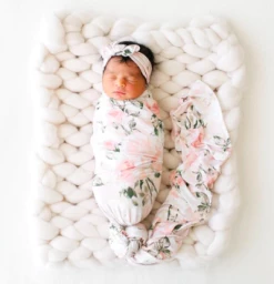 Posh Peanut Fall Posh Peanut Vintage Pink Rose Swaddle Headband Set Infant Clothing