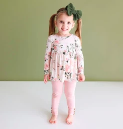 Posh Peanut Fall Posh Peanut Vintage Pink Rose Peplum Top & Legging Set