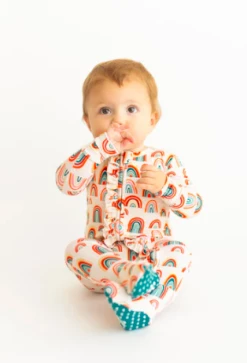 Posh Peanut Fall Posh Peanut Skyla Ruffled Zippered One Piece Infant Clothing