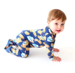 Posh Peanut Fall Posh Peanut Milk And Cookies Footie Zippered One Piece Infant Clothing