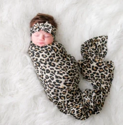 Posh Peanut Fall Posh Peanut Lana Leopard Swaddle & Headwrap Set Infant Clothing