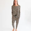 Posh Peanut Fall Posh Peanut Lana Leopard Tan Women's LS Scoop Loungewear