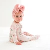 Posh Peanut Fall Infant Clothing Posh Peanut Vintage Pink Rose Footie Ruffled Zippered One Piece