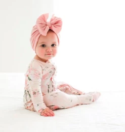 Posh Peanut Fall Infant Clothing Posh Peanut Vintage Pink Rose Footie Ruffled Zippered One Piece
