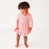 Infant Clothing Posh Peanut Fall Rose Waffle LS Ruffled Bodysuit Dress