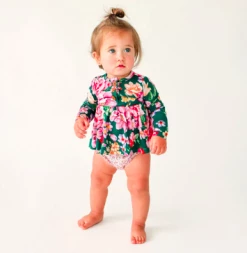 Posh Peanut Fall Infant Clothing Posh Peanut Arsine LS Henley Peplum Ruffled Bummie Set