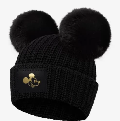 NightScope Mickey Mouse Black Double Pom Beanie Gifts