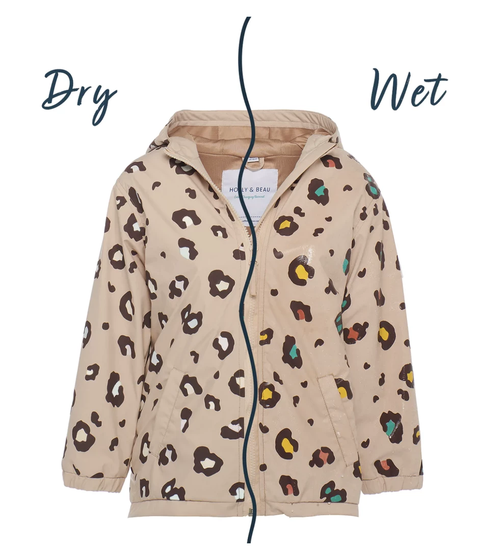 Flash Sale 🧨 Holly & Beau Leopard Print Color Changing Kids Rain Jacket ✔️ 1 Holly & Beau Leopard Print Color Changing Kids Rain Jacket