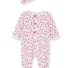 Little Me Spring Hearts Zipper Footie W/Headband