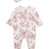 Baby Registry Dream Floral Zip Footed One-Piece And Headband