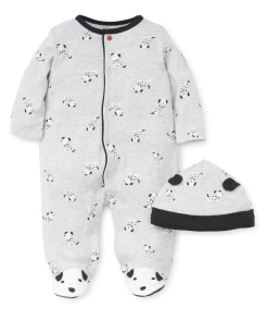 Little Me Spring Dalmatian Footed One-Piece And Hat