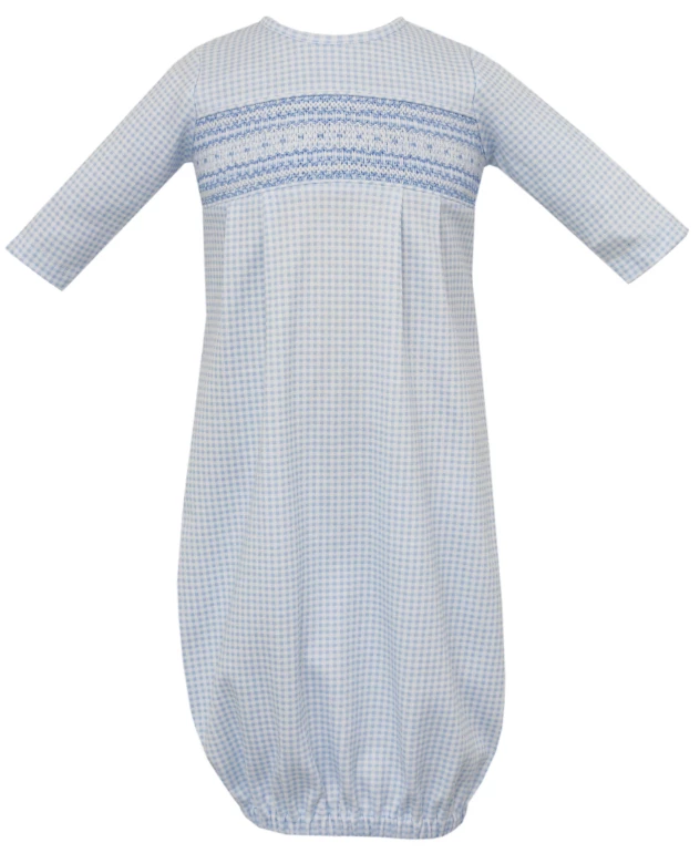 Discount โ Petit Bebe/Petit Ami/Claire & Charlie Parker Blue Gingham Boy's Sac Gown ๐ 3 Petit Bebe/Petit Ami/Claire & Charlie Parker Blue Gingham Boy's Sac Gown