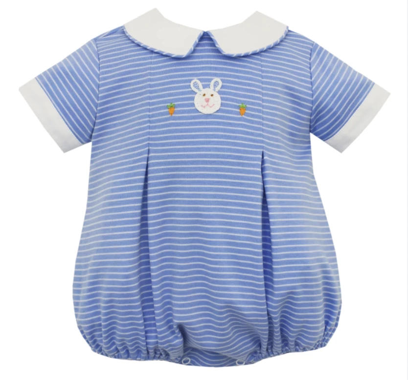 Buy ๐ Petit Bebe/Petit Ami/Claire & Charlie Fall Bunny Blue/White Stripe Knit Bubble โญ 2 Petit Bebe/Petit Ami/Claire & Charlie Fall Bunny Blue/White Stripe Knit Bubble