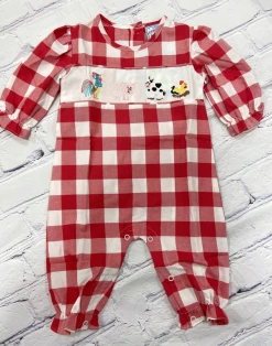 Three Sisters Fall FARM LIFE STITCHED GIRLS ROMPER 50% Off Fall Clothing