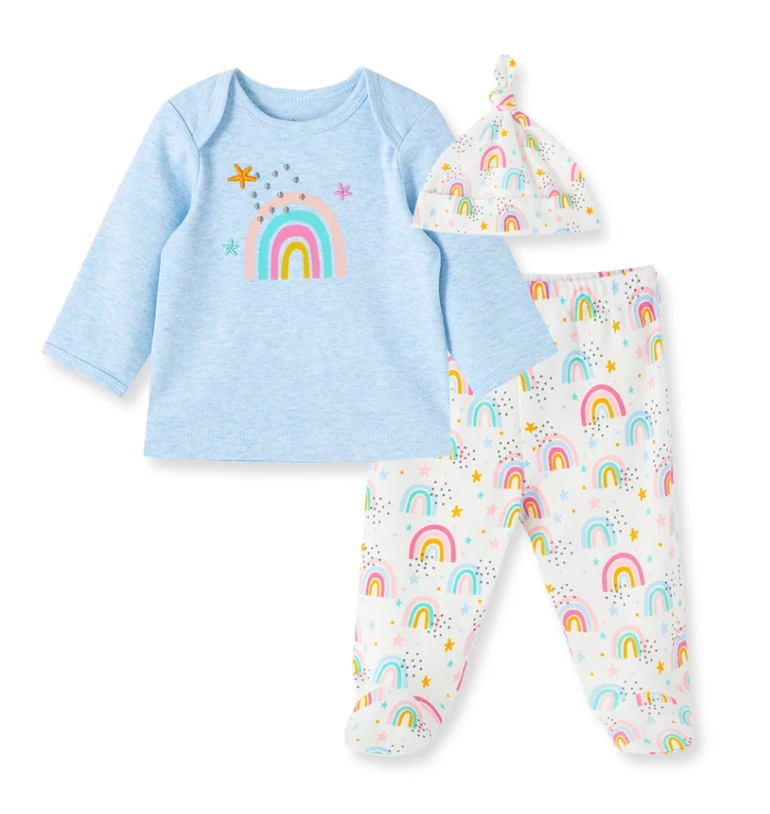 Cheap 💯 Little Me Infant Clothing Rainbow 2pc Set W/Hat ❤️ 1 Little Me Infant Clothing Rainbow 2pc Set W/Hat