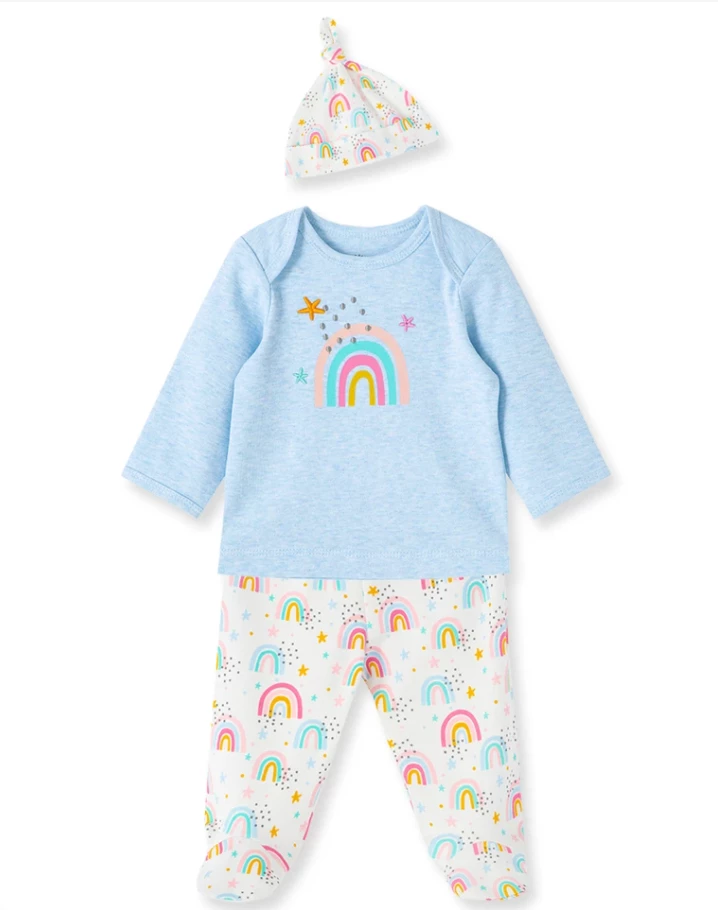 Cheap 💯 Little Me Infant Clothing Rainbow 2pc Set W/Hat ❤️ 2 Little Me Infant Clothing Rainbow 2pc Set W/Hat