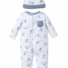 Little Me Puppy Toile Footed One-Piece & Hat