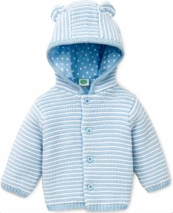 Little Me Blue Textured Hoodie Infant Clothing