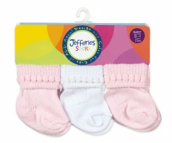Baby Registry Pink/White Cuff Socks 6 Pair Pack