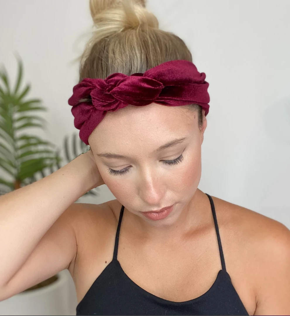 New 👍 Headbands Of Hope Maroon Velvet Infinity Turban 🛒 2 Headbands Of Hope Maroon Velvet Infinity Turban