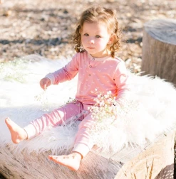 Sweet Bamboo Infant Clothing Polka Hearts Pink Long Romper