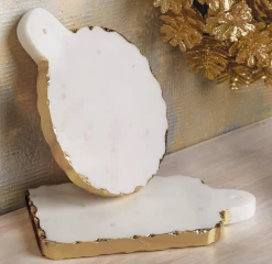 Mudpie Decor Round Gold Marble Board