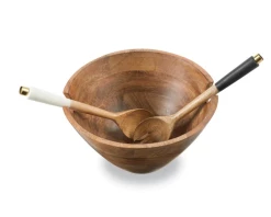 Mudpie Decor Wood Bowl W/Server SET