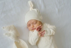 Hot Sale 🥰 L'OVED BABY Infant Clothing Beige Velveteen Top Knot Hat ⌛ 3 L'OVED BABY Infant Clothing Beige Velveteen Top Knot Hat