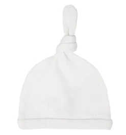 L'OVED BABY White Velveteen Top Knot Hat Infant Clothing