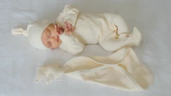 L'OVED BABY Infant Clothing Beige Velveteen Graphic Footie