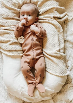 Baby Registry Nutmeg Pinecone Organic Zipper Footie