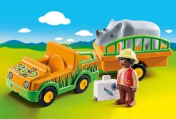 PLAYMOBIL Zoo Vehicle W/Rhinoceros Toys