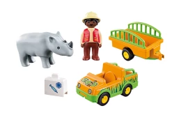 PLAYMOBIL Zoo Vehicle W/Rhinoceros Toys