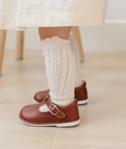 Buy ❤️ L'Amour 👟 Shoes Gemma Leather T-Strap Mary Jane Cognac 🎉 8 L'Amour Shoes Gemma Leather T-Strap Mary Jane Cognac