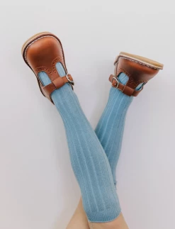 L'Amour Frances Perforated T-Strap Cognac