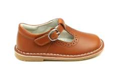 L'Amour Frances Perforated T-Strap Cognac