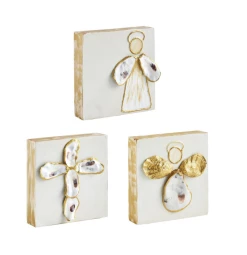 Mudpie Decor Believe Angel Oyster Block Plaque