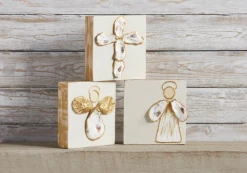 Mudpie Decor Believe Angel Oyster Block Plaque