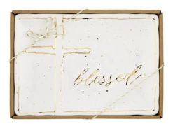 Mudpie Decor Cross Sentiment Platter W/Dill Ranch Crackers Set