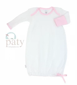 Paty Gown White W/Pink Trim Infant Clothing
