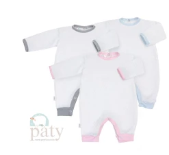 Paty Romper White W/Gray Trim