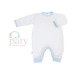 Paty Romper White W/Blue Trim Infant Clothing