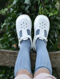 L'Amour White T Strap Mary Jane Shoes