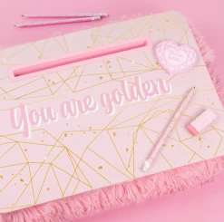 3C4G/Make It Real Toys Pink & Gold Deluxe Fur Lap Desk