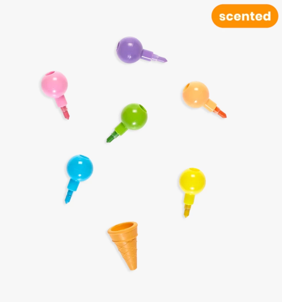 Top 10 ✔️ OOLY Rainbow Scoops Vanilla Scented Stacking Erasable Crayons ✨ 2 OOLY Rainbow Scoops Vanilla Scented Stacking Erasable Crayons