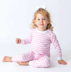Baby Registry APPLIQUE STRIPES 2 PIECE GIRL'S LOUNGEWEAR