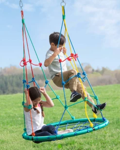 HEARTHSONG 40-Inch 2-in-1 Colorful Climbing Rope Swing Toys