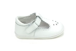 L'Amour Dottie Scalloped Perforated Mary Jane White Shoes